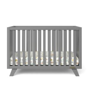 Child Craft SOHO 4-in-1 Convertible Crib, Canted Leg Mid-Century Design, 3 Mattress Heights, Cool Gray