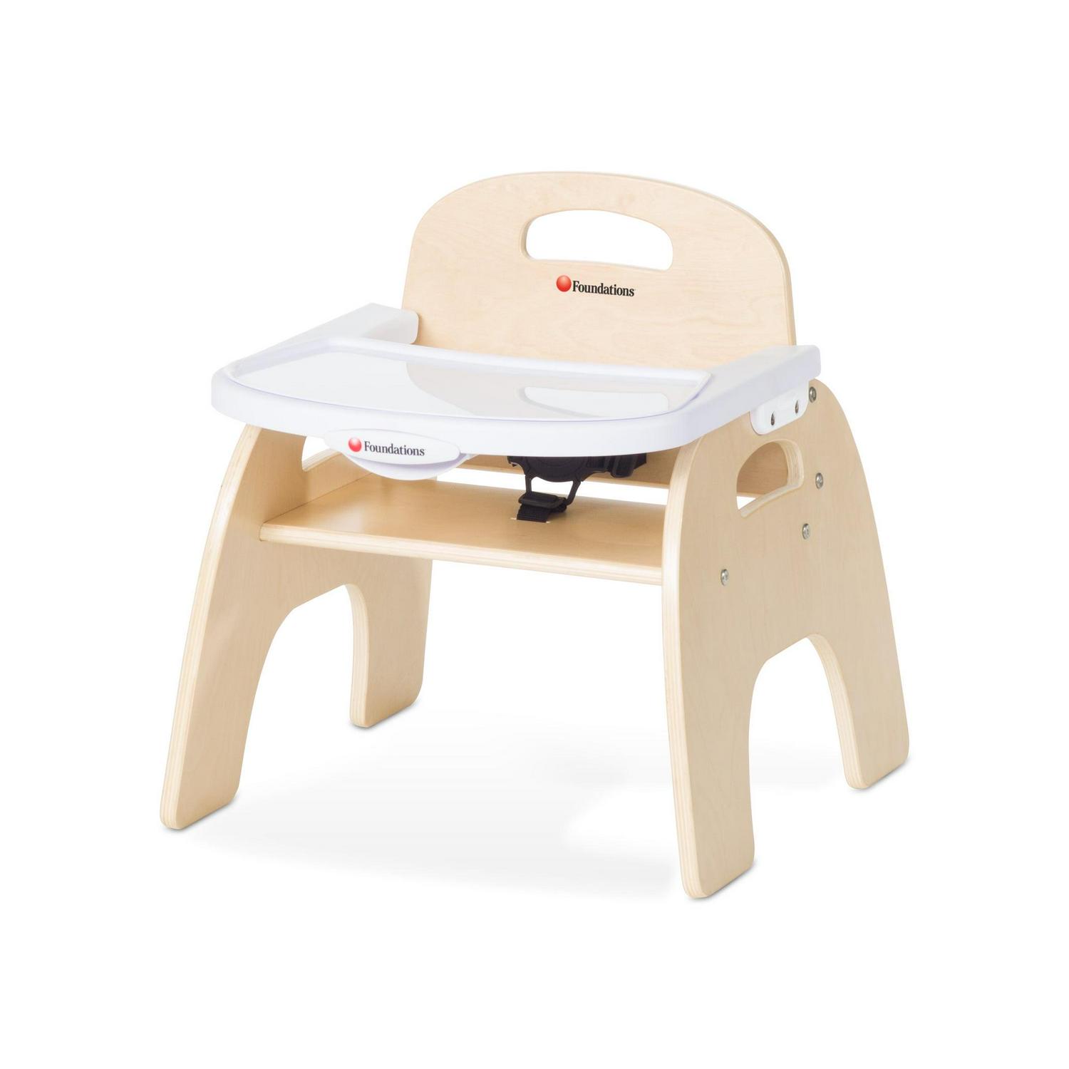 Foundations Easy Serve Low Toddler Feeding Chair with Tray, 9" Seat Height, Natural Wood