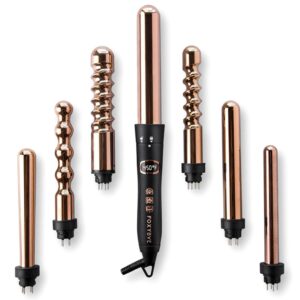 Foxybae Le’SE7EN Travel Size 7 In 1 Titanium Hair Curling Wand, Rose Gold