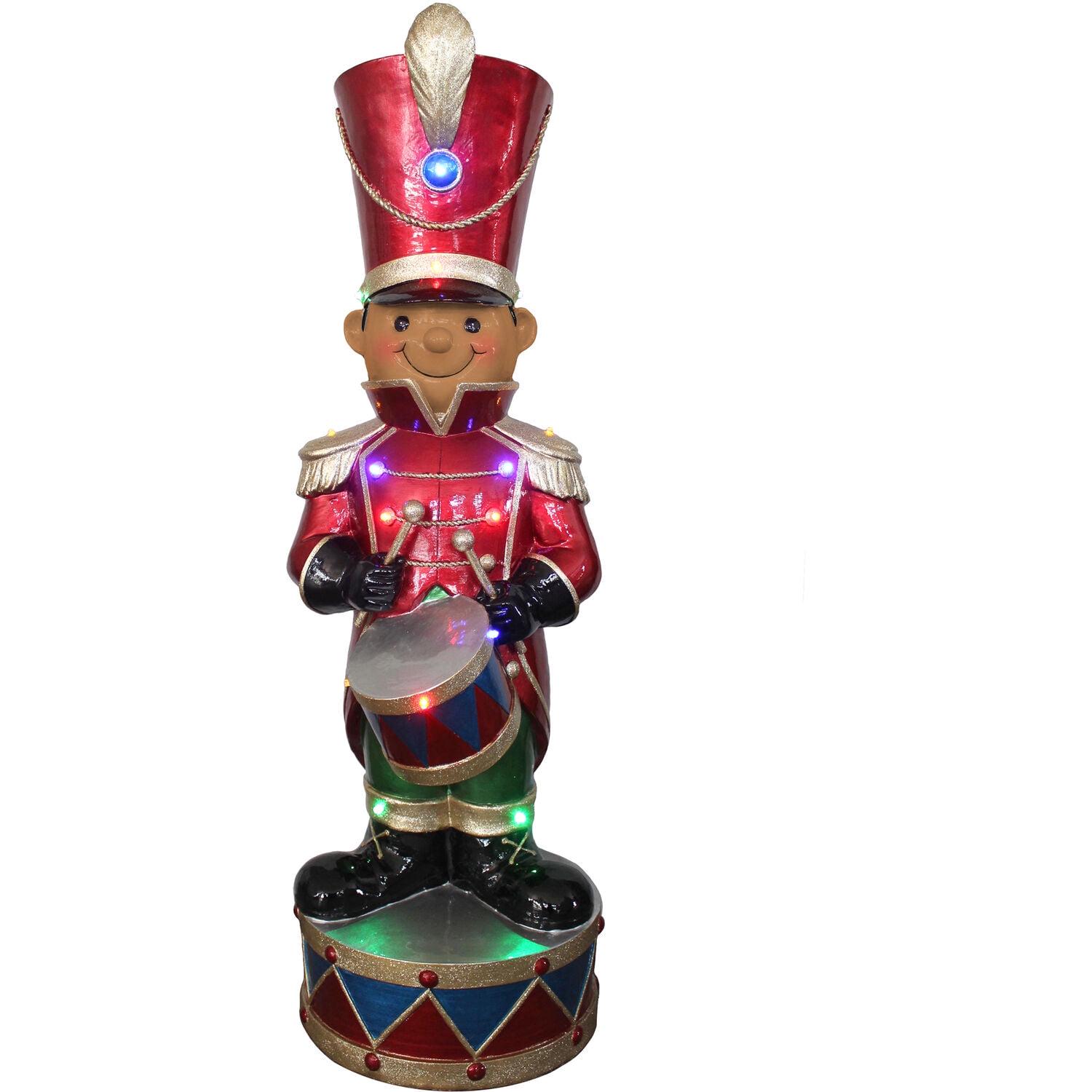 Fraser Hill Farm African American Nutcracker with Drum Figurine, 35" with LED Lights, Red