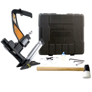 Freeman PFL618BR Pneumatic 3-in-1 15.5-Gauge and 16-Gauge 2" Flooring Nailer / Stapler with Flooring Mallet, Interchangeable Base Plates, and Case