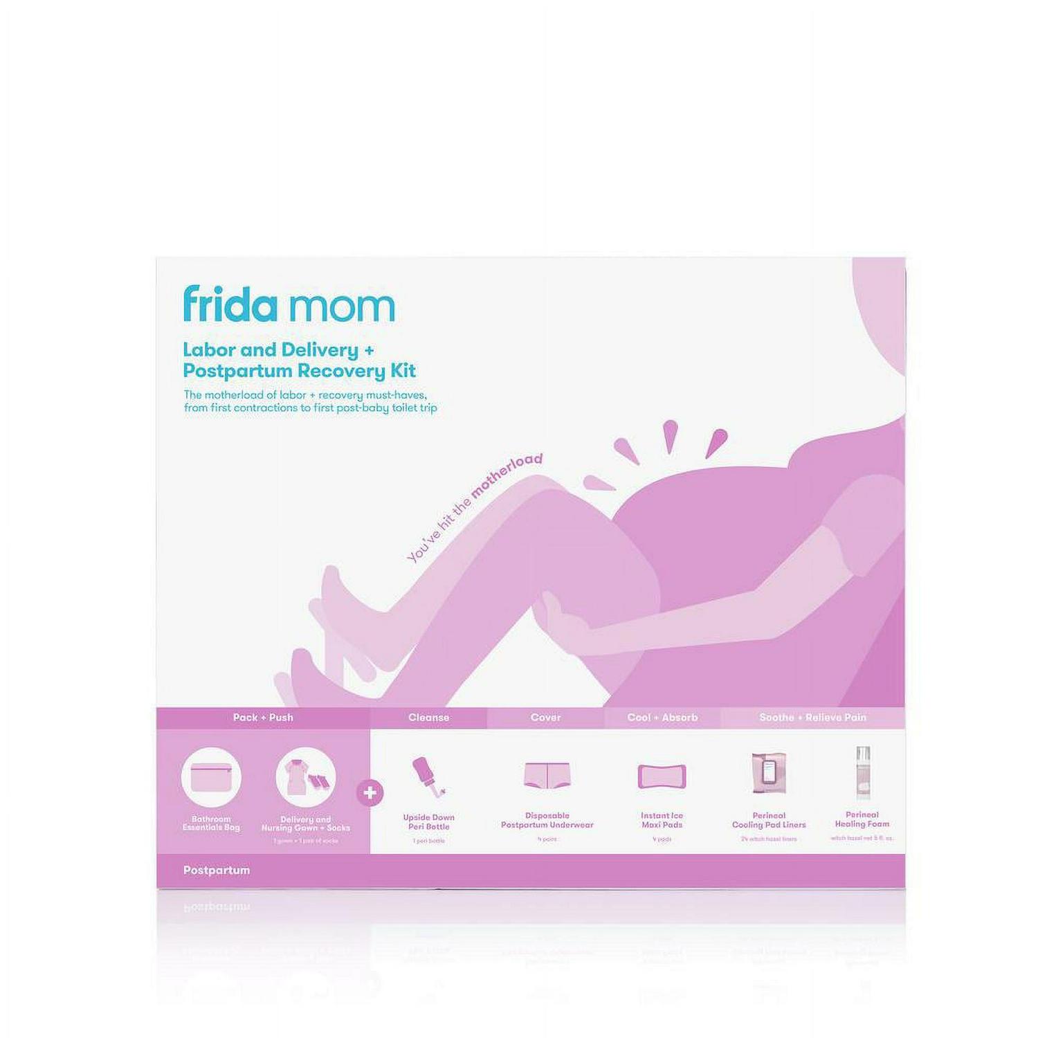 Frida Mom Labor, Delivery, and Postpartum Care Recovery Kit with Peri Bottle and Disposable Underwear for Women, 7 Count Gift Set - Image 6