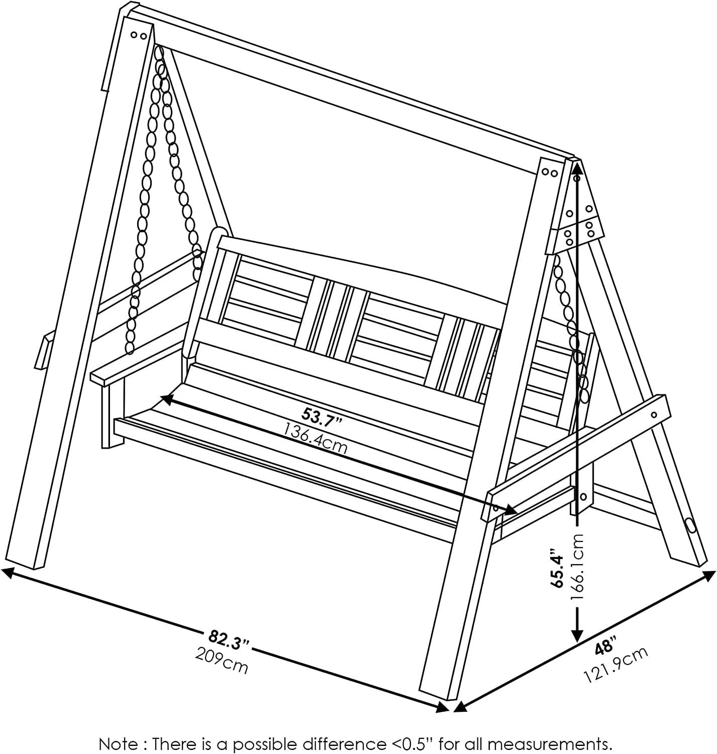 Furinno Tioman Hardwood 3 Seater Swing with Stand - Image 4