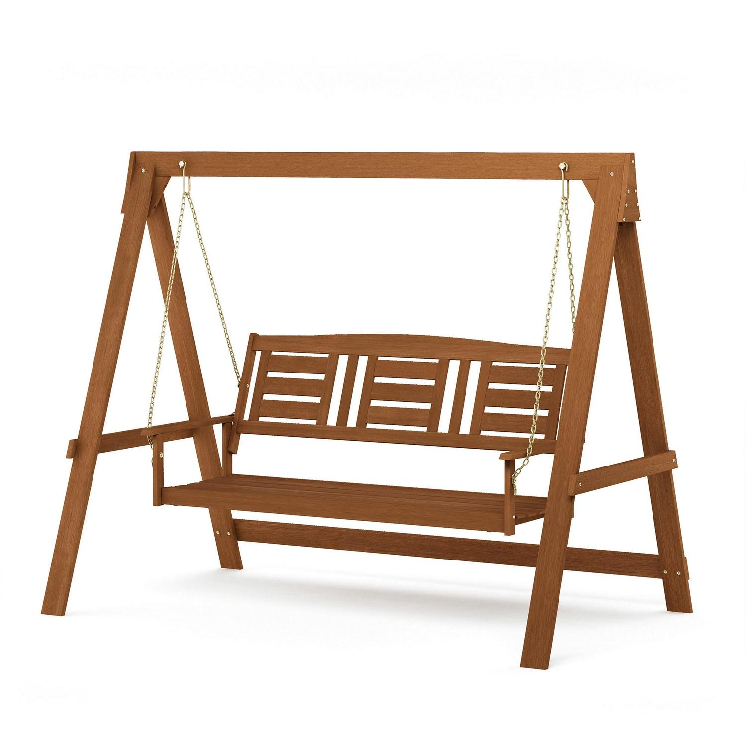 Furinno Tioman Hardwood 3 Seater Swing with Stand