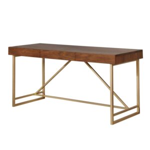 Furniture of America Maurice Contemporary Home Office 3-Drawer Desk in Light Walnut Wood Finish