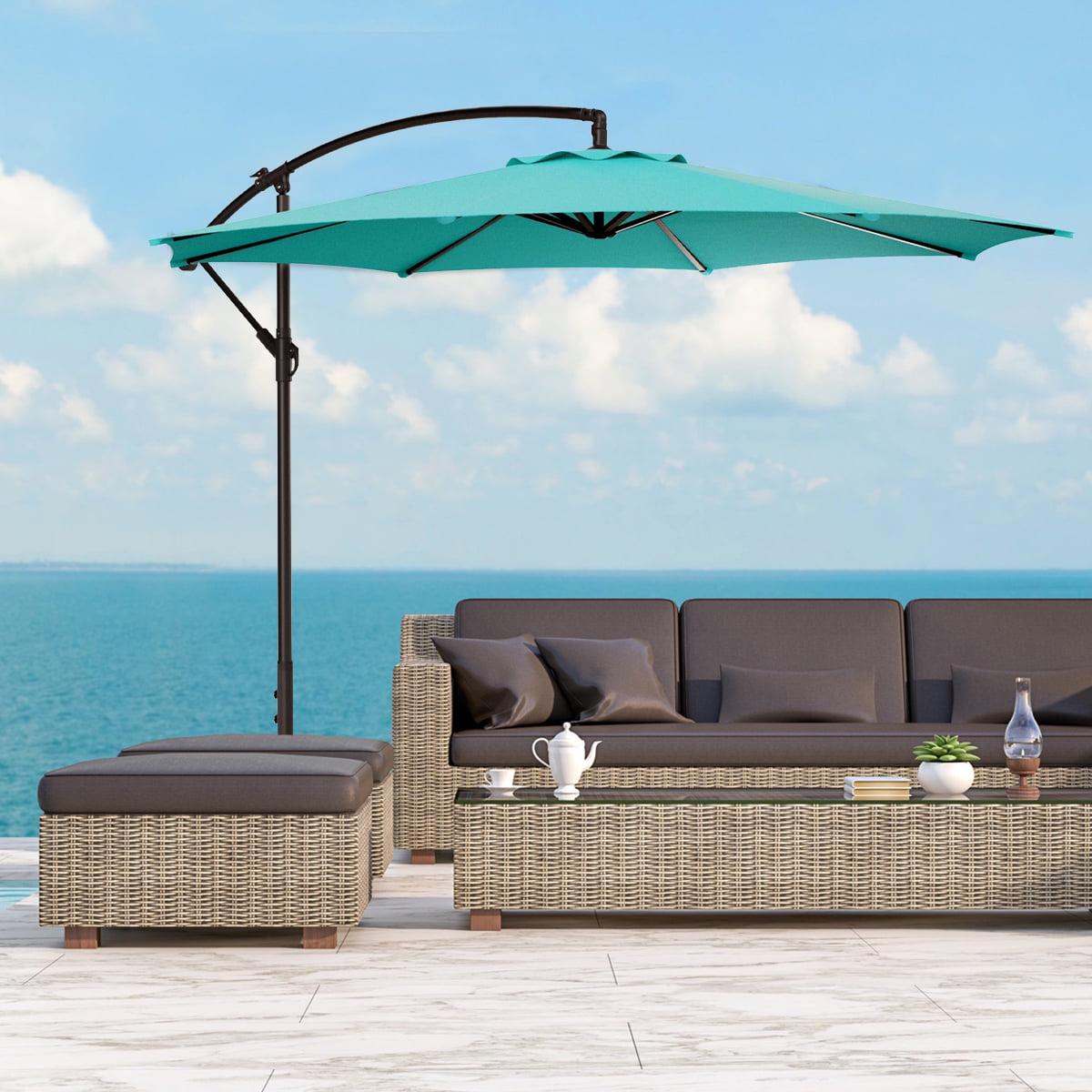 GARDEN 10 Ft Offset Cantilever Umbrellas for Patio Outdoor Shade, Turquoise - Image 2