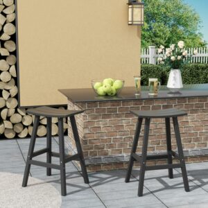GARDEN 29" Inches Adirondack Plastic Outdoor Bar Stools (Set of 2), Gray
