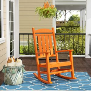 GARDEN Classic Plastic Adirondack Porch Rocking Chair, Orange