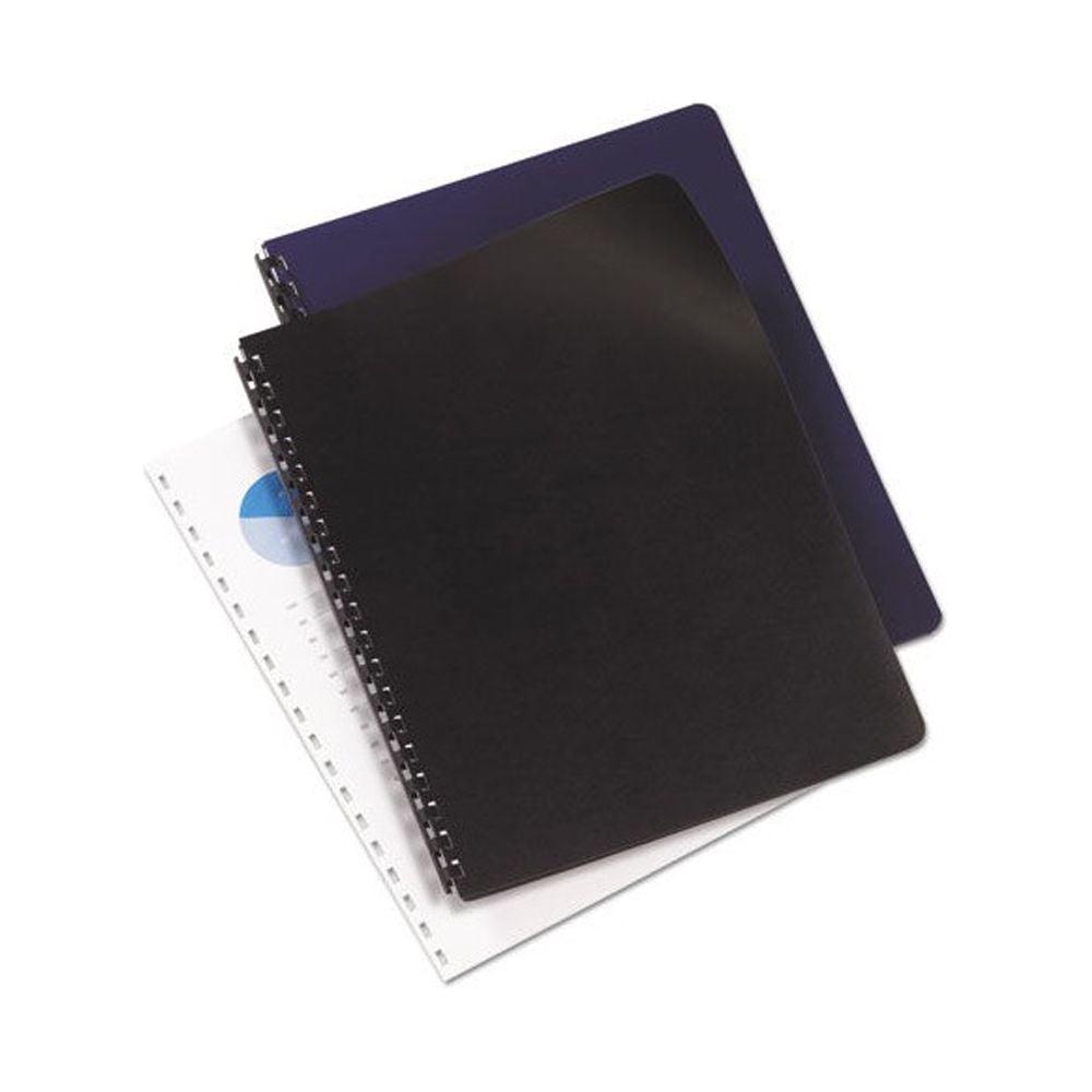 GBC 2000711 11.25 in. x 8.75 in. Leather-Look Unpunched Presentation Covers for Binding Systems - Navy (100 Sets/Box) - Image 3
