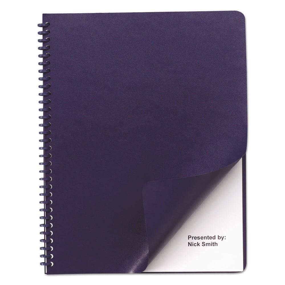GBC 2000711 11.25 in. x 8.75 in. Leather-Look Unpunched Presentation Covers for Binding Systems - Navy (100 Sets/Box)