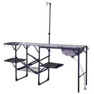 GCI Outdoor Master Cook Station Portable Folding Camp Kitchen With Shelves and Storage Racks