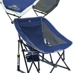 GCI Outdoor Pod Rocker SunShade Folding Canopy Rocking Camp Chair, Royal Blue