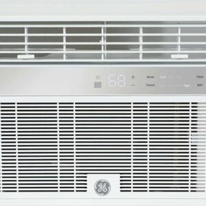 GE AHY08LZ Smart Window Air Conditioner with 8000 BTU Cooling Capacity Wifi Connect 3 Fan Speeds 115 Volts 11.4 CEER and Fixed Chassis in White