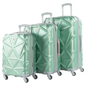 Amka 28” Unisex 3-Piece Hardside Expandable Spinner Luggage Set, Mint