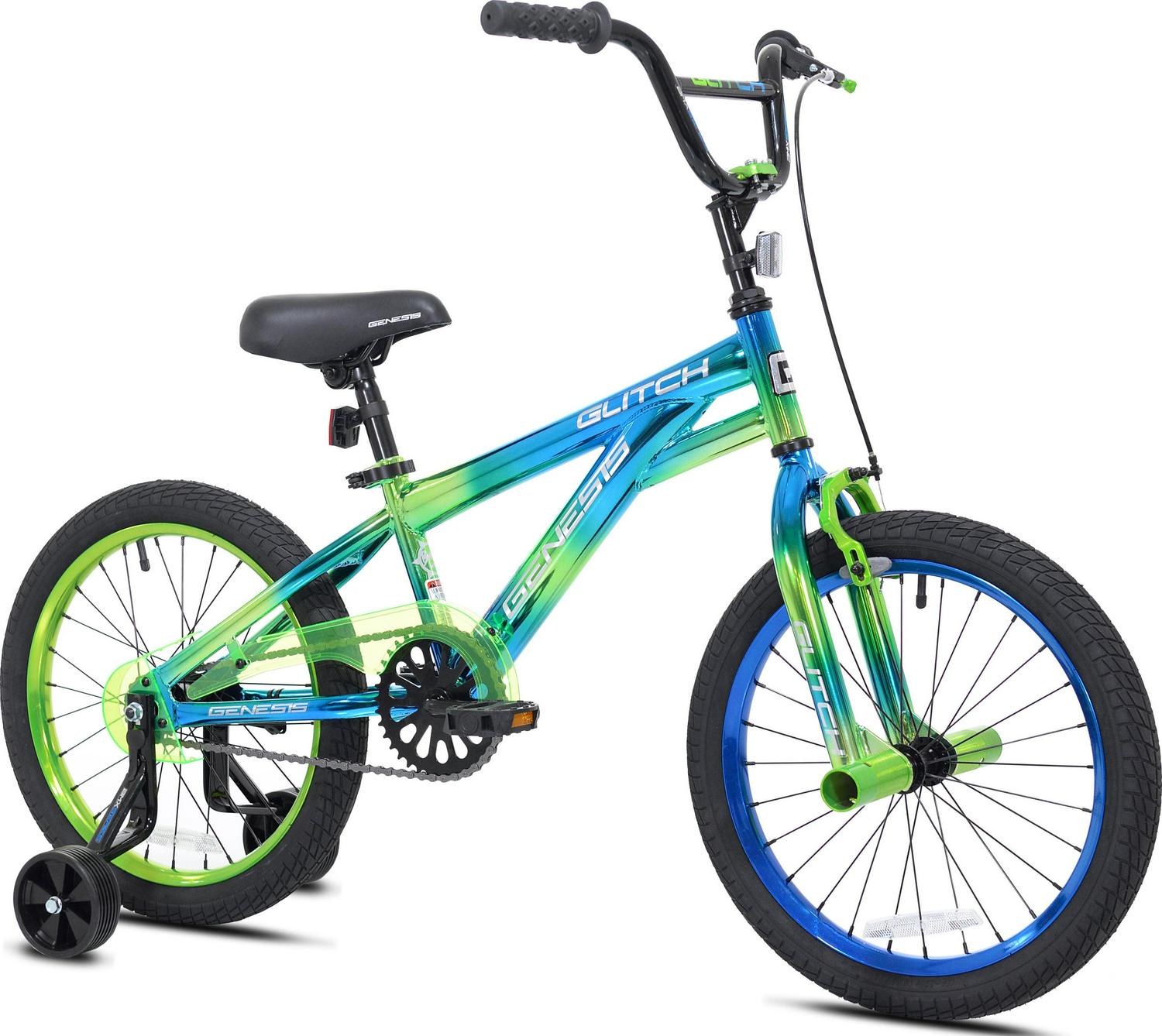 Genesis Glitch BMX Bike, 18" Wheels, Kids Ages 6-9 Years, Blue/Green - Image 2