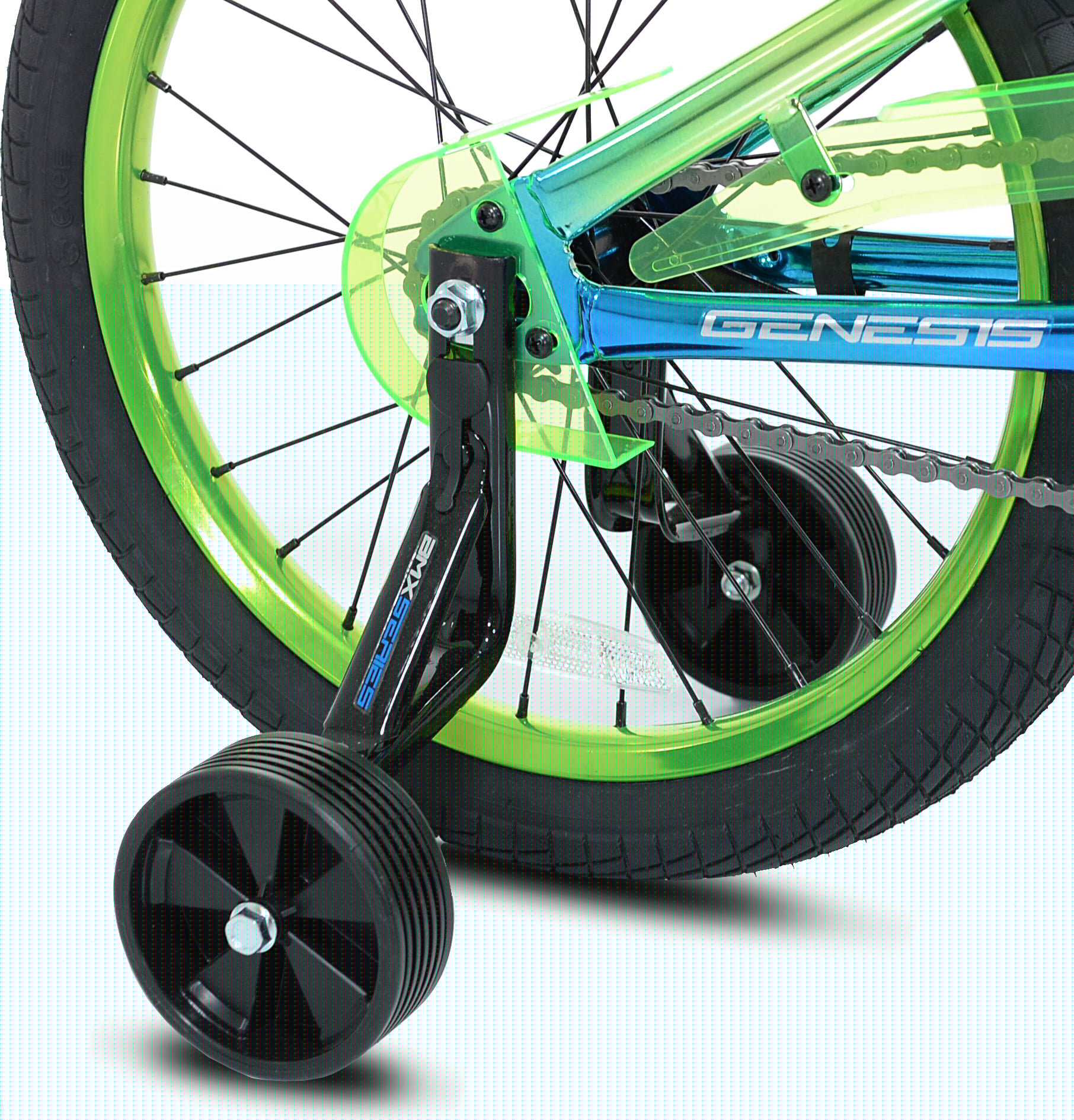 Genesis Glitch BMX Bike, 18" Wheels, Kids Ages 6-9 Years, Blue/Green - Image 4