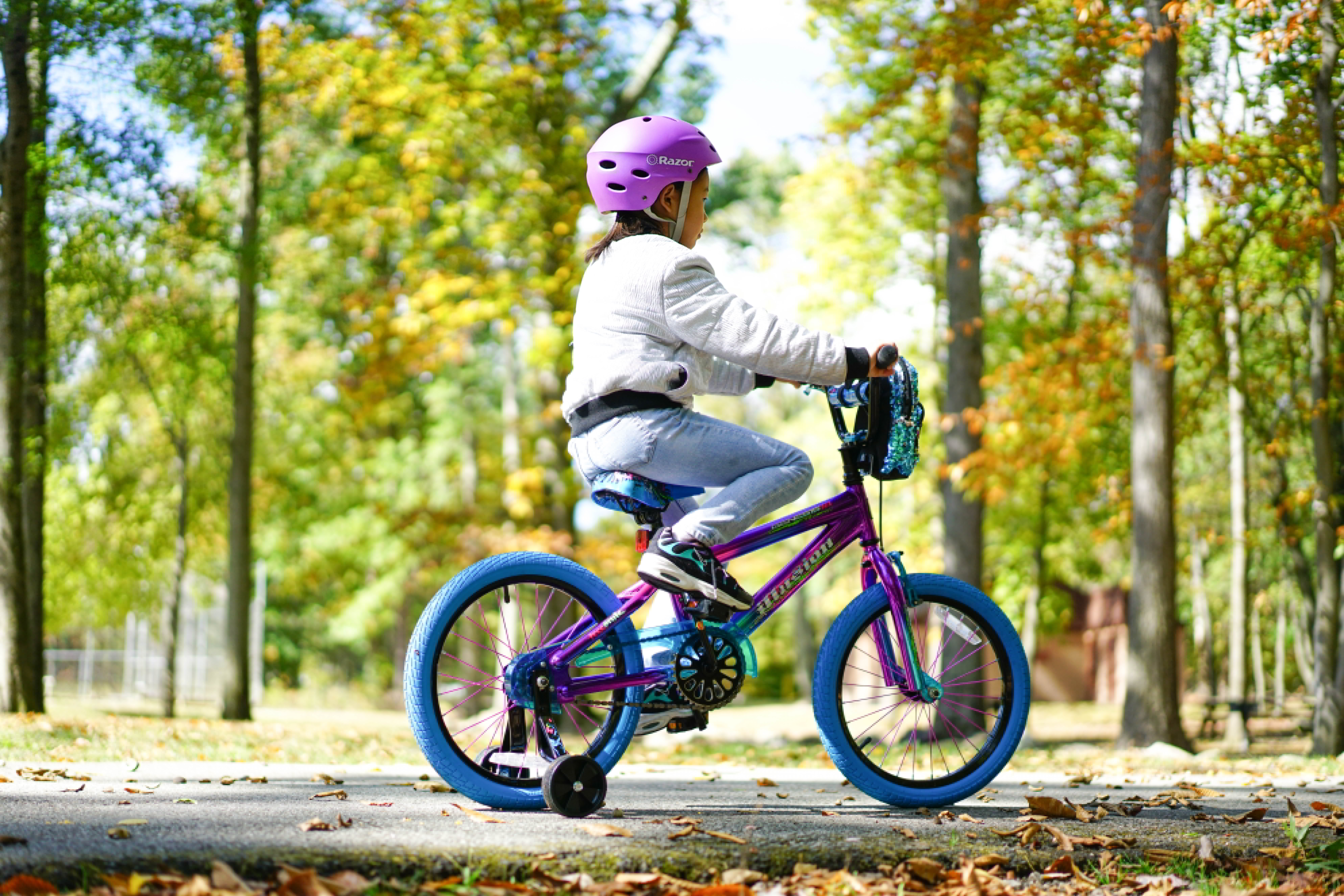 Genesis Illusion Child Bike, 18" Wheels, Kids Ages 6-12 Years, Blue/Purple - Image 8