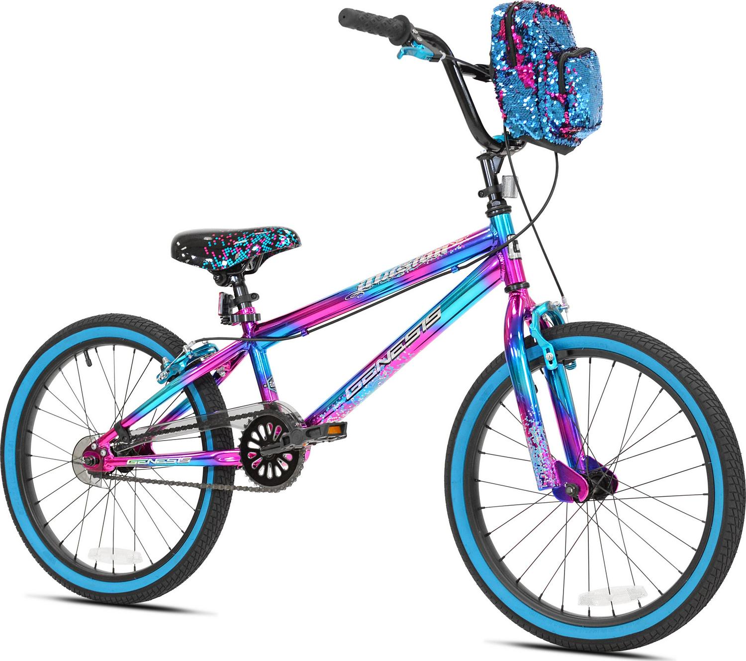 Genesis Illusion Child Bike, 20" Wheels, Kids Ages 7-13 Years, Blue/Purple