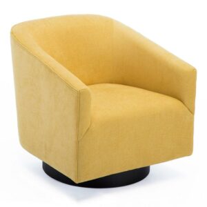 Comfort Pointe Geneva Goldenrod Yellow Fabric Wood Base Swivel Chair