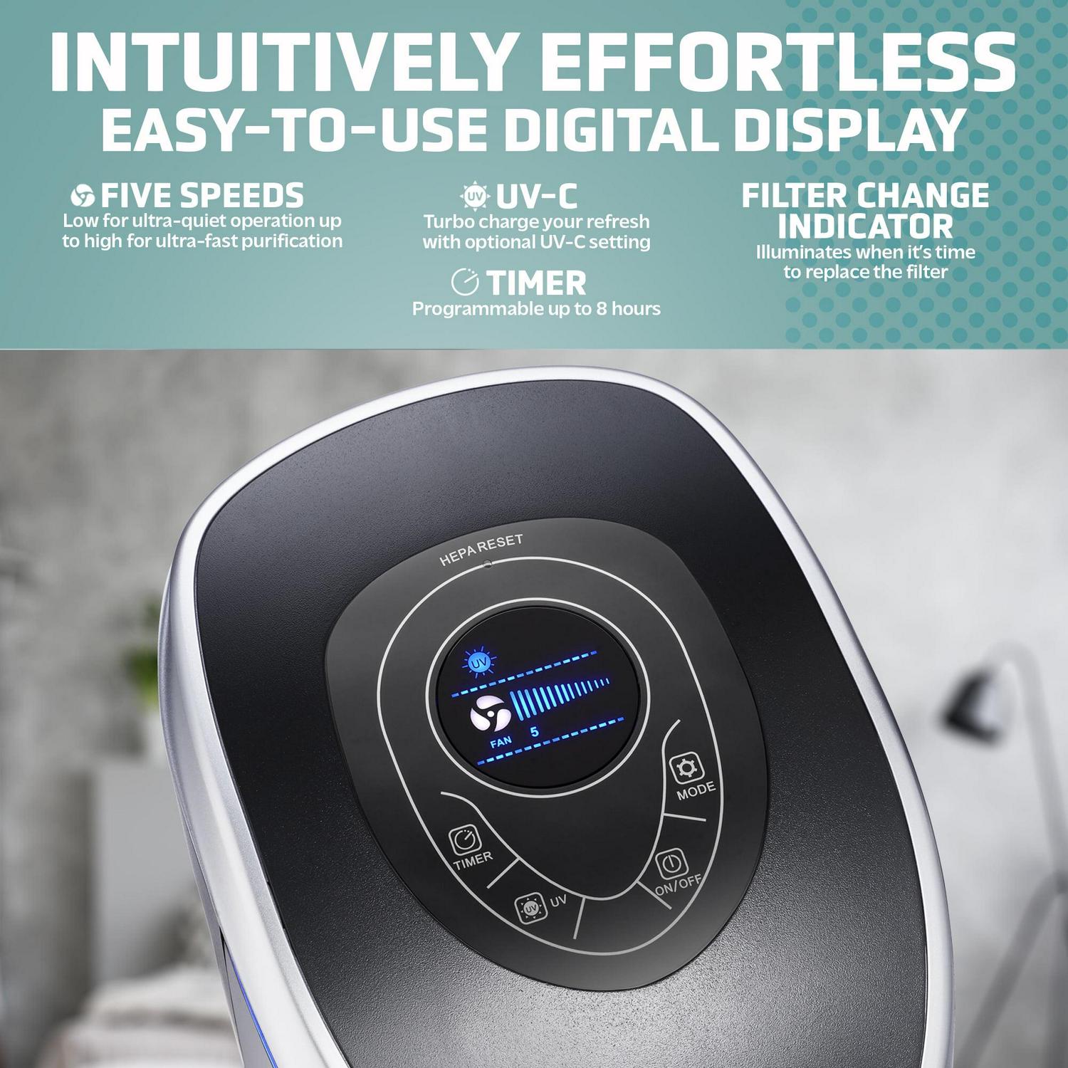 GermGuardian Air Purifier with HEPA Pet Pure Filter, UV-C, Removes Pet Dander, 915 Sq. ft, AC5250PT - Image 4