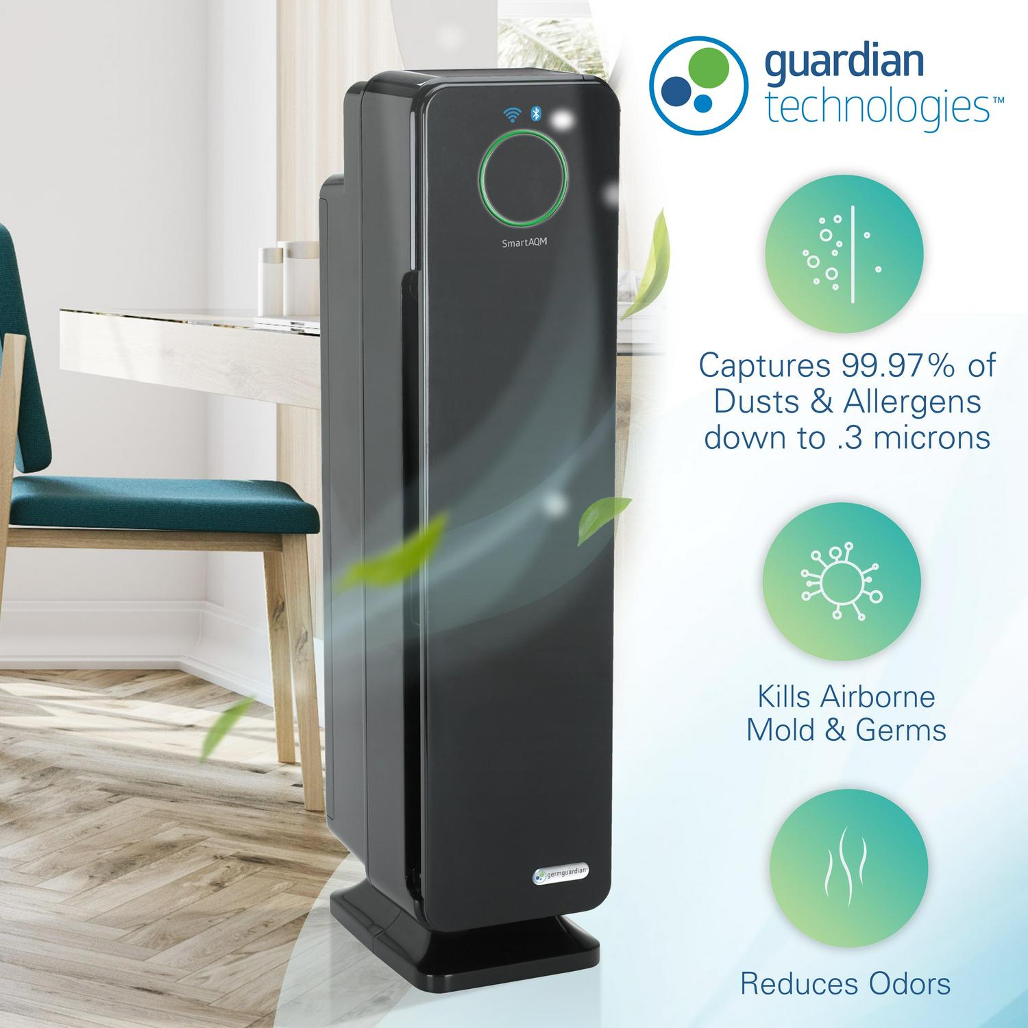 GermGuardian 825 Sq. ft. HEPA Air Purifier with UV-C Light, Black, CDAP5500BCA - Image 5