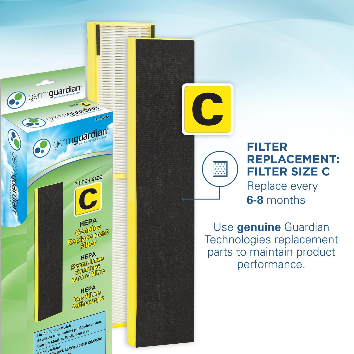 GermGuardian 825 Sq. ft. HEPA Air Purifier with UV-C Light, Black, CDAP5500BCA - Image 7