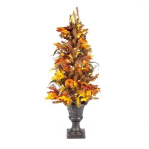 Gerson 46 " Pre-Lit Fall/Harvest Assorted Tree in Orange and Yellow