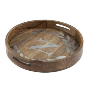 Gerson Heritage Collection Mango Wood Round Tray With Letter "N"