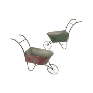 Gerson International 2573930 Antique Wheelbarrow Planters, Set of 2, 36.61-inch Length, Metal, Knock Down