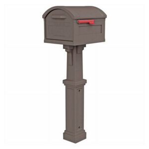 Gibraltar Mailboxes Grand Haven Extra Large, Plastic, Mailbox and Post Combo, Mocha, GHC40M01