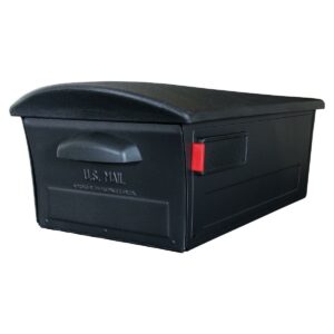 Gibraltar Mailboxes Mailsafe Large, Plastic, Locking, Post Mount Mailbox, Black, RSKB0000