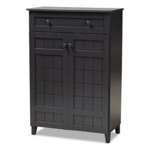 Baxton Studio Contemporary 5-Shelf Shoe Storage Cabinet with Drawer, Wood Dark Gray, 72 lb