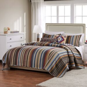 Global Trends Dylan 100% Cotton Reversible Quilt Set, Earth, 5-Piece Full/Queen