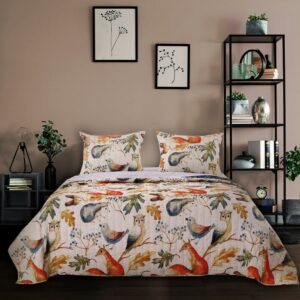 Woodlands Friendly Forest Whimsical Novelty Quilt Set, Cotton-Rich, Reversible, 3-Piece King