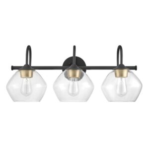 Globe Electric Harrow Dark Bronze 3-Light Vanity Light, Glass Shades, Lofty Chic Style, LED Bulbs