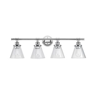 Globe Electric Parker 4-Light Chrome Vanity Light with Clear Glass Shades ,51446