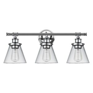 Globe Electric Parker 3-Light Chrome Vanity Light with Clear Glass Shades ,51445