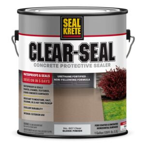Gloss Clear, Seal-Krete Clear-Seal Concrete Protective Sealer, Low VOC, 1 Gal, 4 Pack