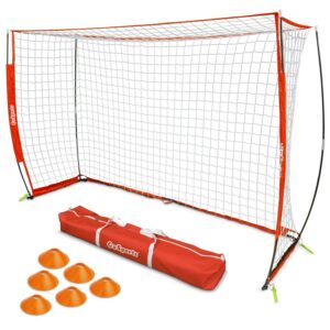 GoSports ELITE Futsal Soccer Goal - 3M x 2M Size, Foldable Bow Frame and Net - Play & Train Like The Pros, Includes Carry Bag and Agility Cones