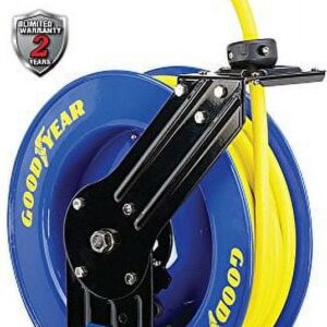 Goodyear L815153G Steel Retractable Air Compressor/Water Hose Reel with 3/8 in. x 50 ft. Rubber Hose, Max. 300PSI