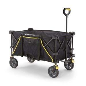 Gorilla Carts Collapsible Folding Wagon Cart, 7 Cu Ft Bed, 150 lb Load Rating, Black