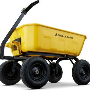 Gorilla Carts 8 Cu Ft Steel Dump Cart with Quick-Release, 1200 lb Capacity, Yellow