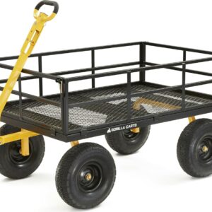 Gorilla Carts GOR1400-Com 1400-lb. Heavy-Duty Steel Utility Cart, 15" Tires, 52" x 34" Steel Bed