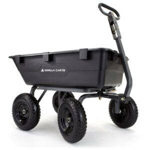 Gorilla Carts 6 cu ft Heavy Duty Poly Dump Cart with Steel Frame, Black