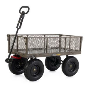 Gorilla Carts Towable Steel Dump Cart w/ Removable Side Panels, 1200 lb Capacity, Gray