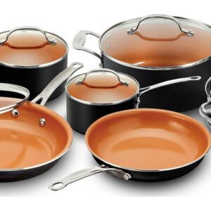 Gotham Steel Nonstick Pots and Pans 10 Piece Kitchen Ceramic Cookware Set Cooking Frying Skillet Sauce Pan Gray