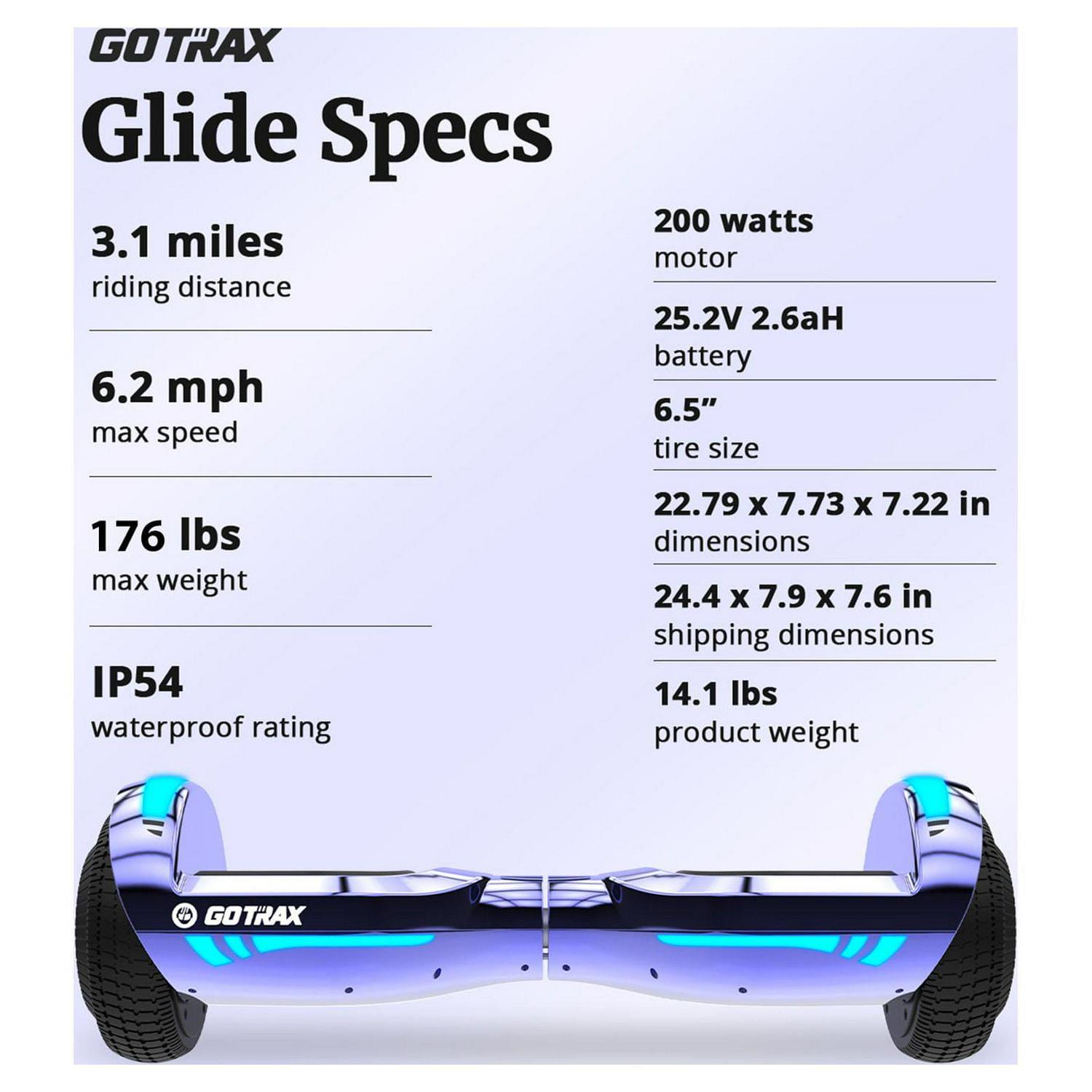 GOTRAX Glide 6.5" Hoverboard for Kids Ages 6-12 with Bluetooth Speaker and Led Lights, Purple - Image 7