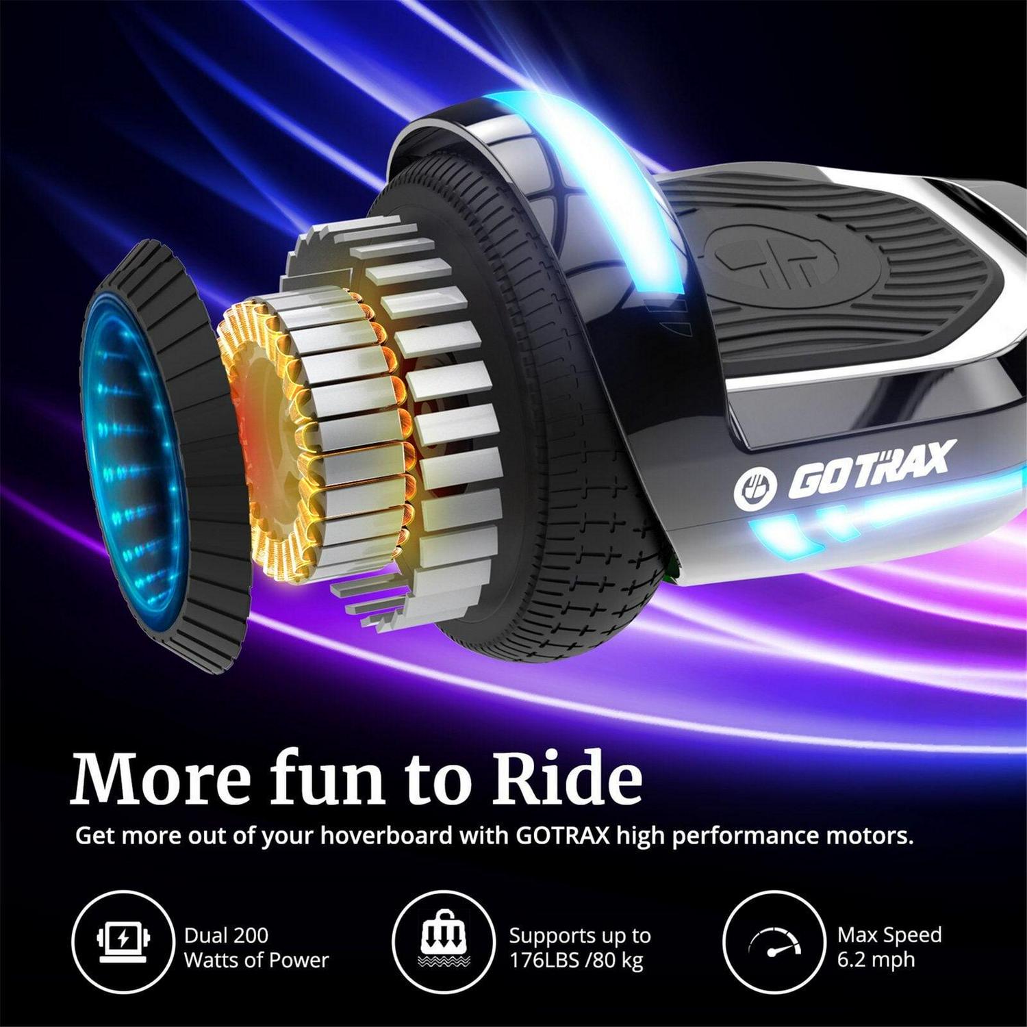 GOTRAX Glide Hoverboard for Kids Ages 6-12 with Bluetooth Speaker and LED Lights, Silver - Image 6