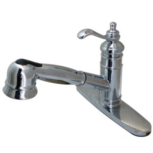 Kingston Brass GSC7571TL Single-Handle 1-or-3 Hole Deck Mount Pull-Out Sprayer Kitchen Faucet in Polished Chrome
