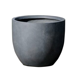 LuxenHome Round 17"H Outdoor Patio Planter in Gray